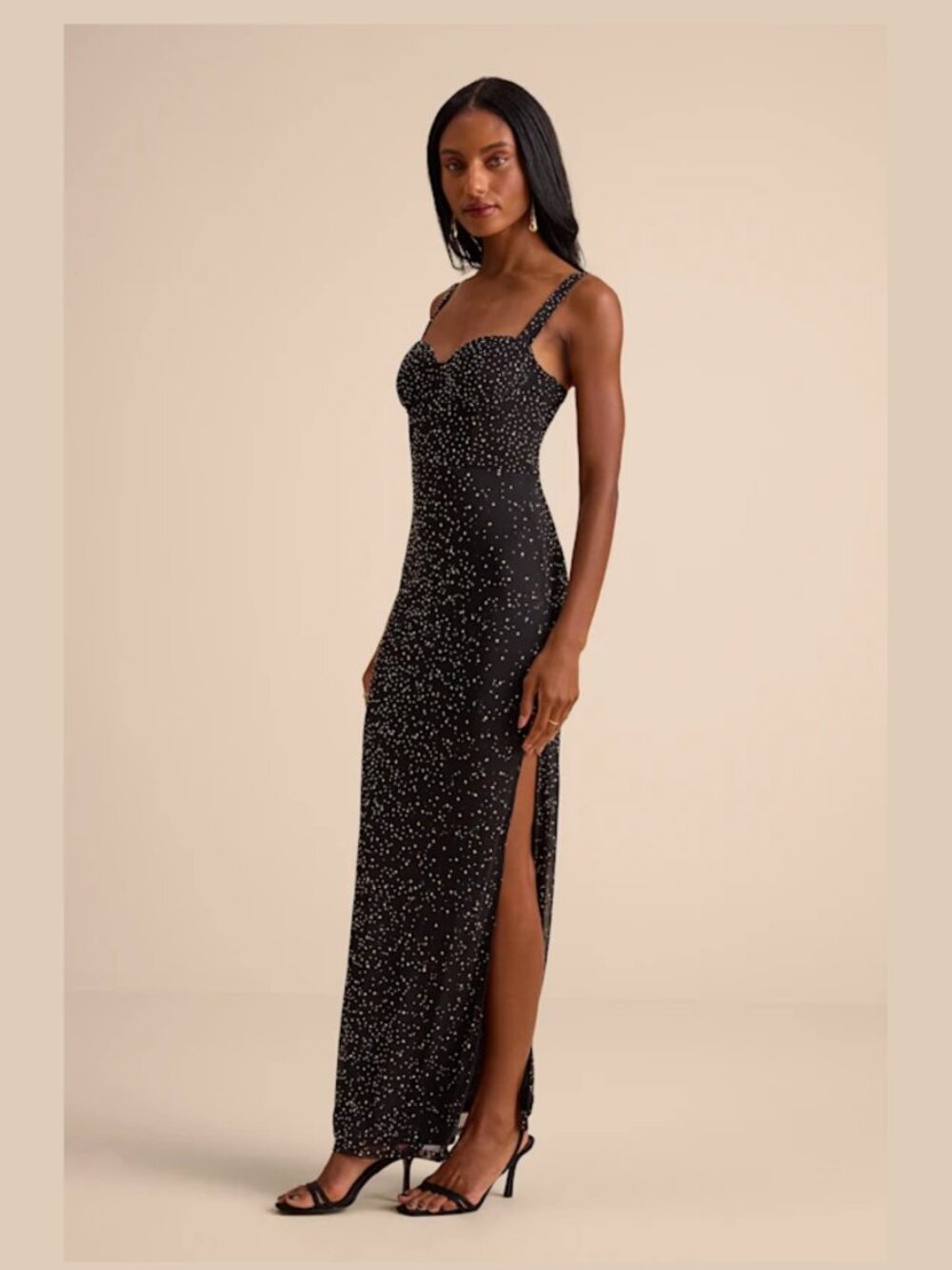 Lulus Black Rhinestone Maxi Dress Small New With Tags - Picture 10 of 17